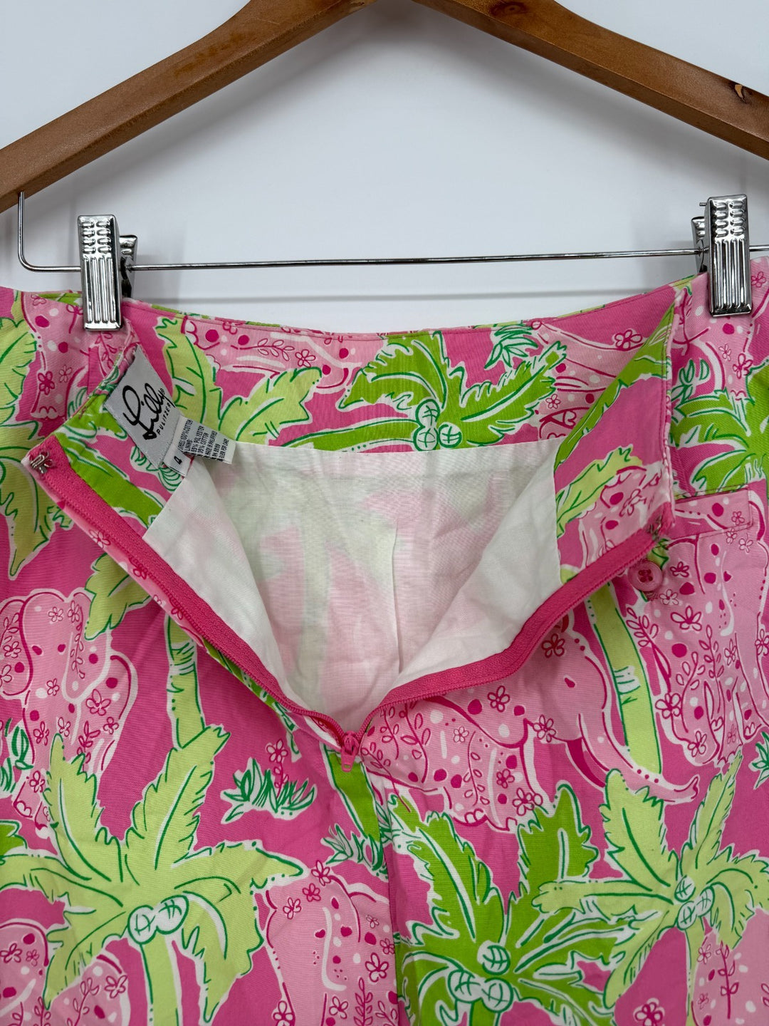 Lilly Pulitzer Straight & Pencil Skirt Womens 4 Multicolor Elephant Floral Print