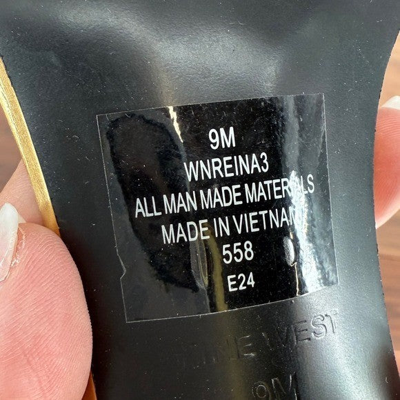 Nine West Gold Ankle Strap Heels Women's Size 9M Party Wedding Stiletto