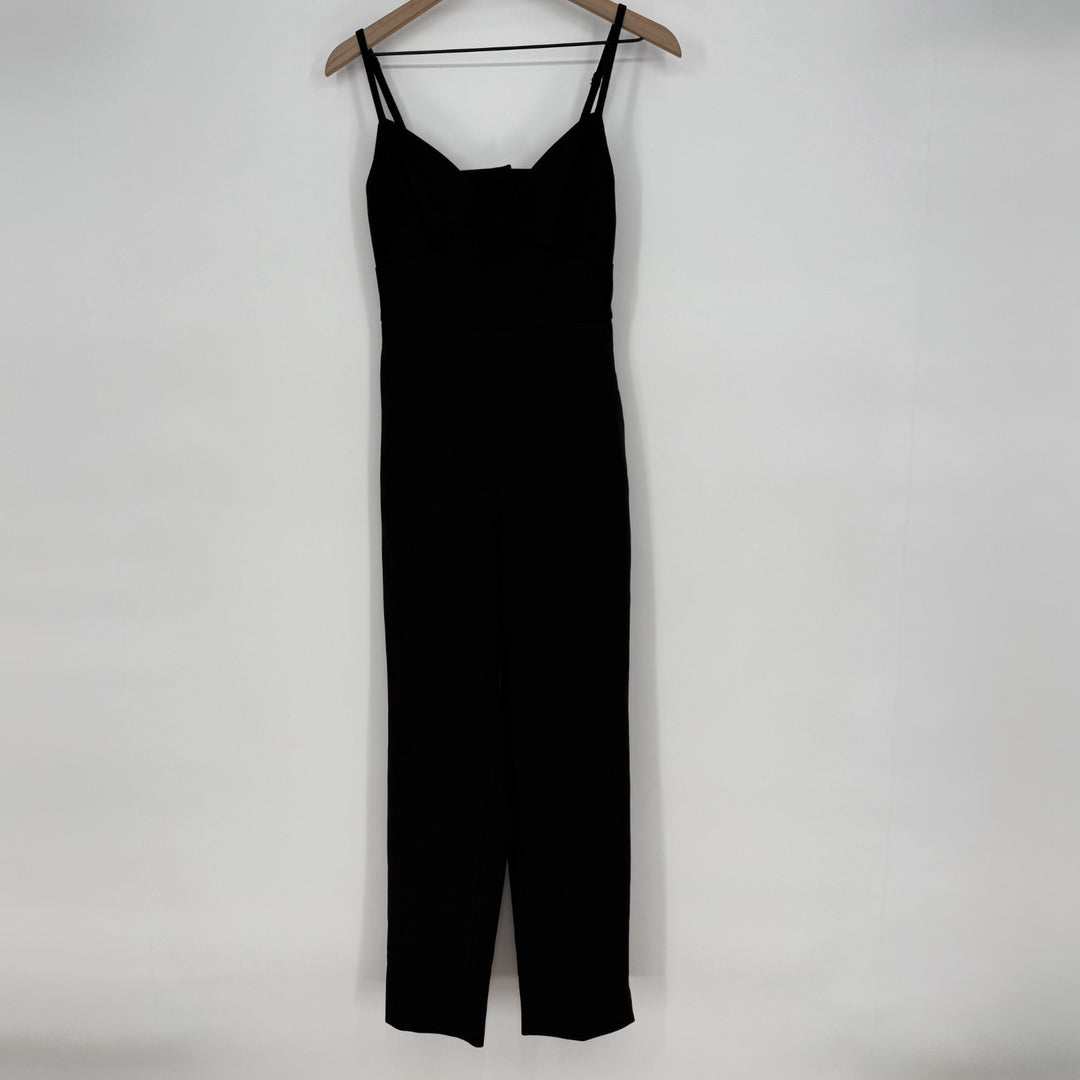 BCBGMaxazria Jumpsuit Women S Black Sweetheart Neck Spaghetti Strap Built In Bra
