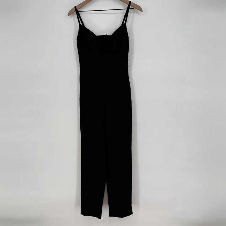 BCBGMaxazria Jumpsuit Women S Black Sweetheart Neck Spaghetti Strap Built In Bra