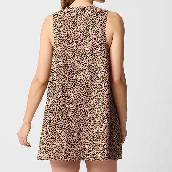 J Crew Sleeveless Leopard Print Tie Front Tunic Top Women Size L
