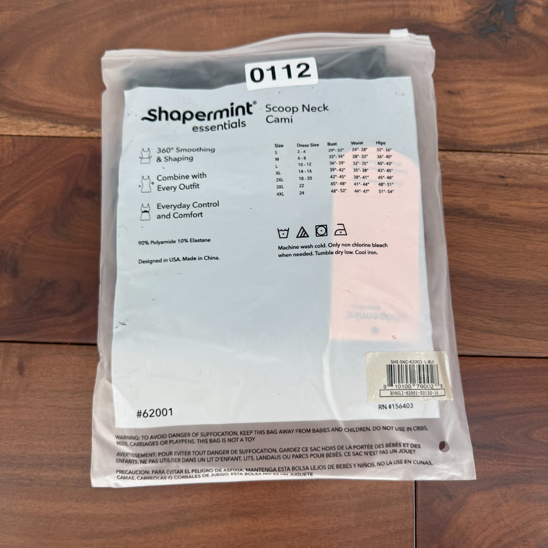 Shapermint Essentials Scoop Neck Cami Womens L Black Spaghetti Strap Shapewear