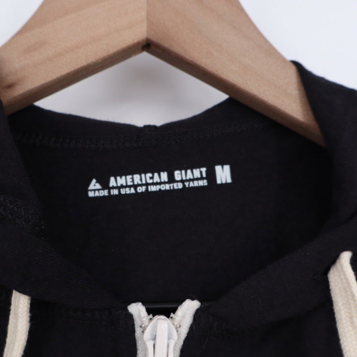 American Giant Black Zip Up Hoodie Raglan Sleeve Cotton Blend Size Medium