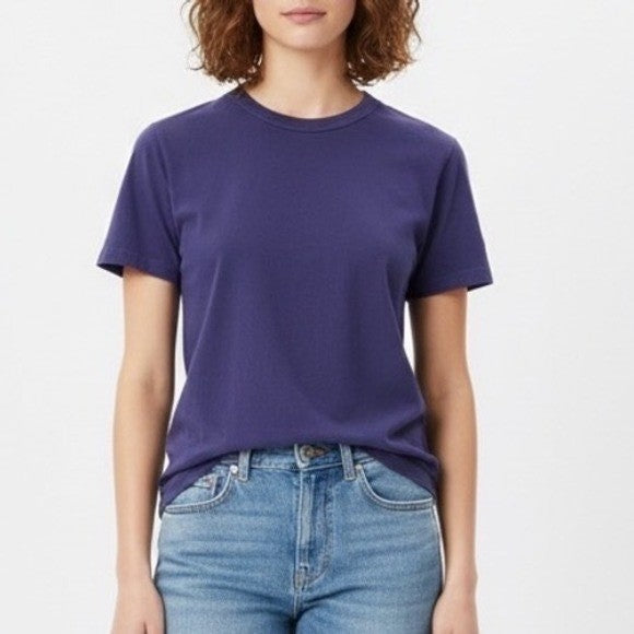 American Giant Crew Neck T Shirt Navy Blue Cotton Size M Made in USA Casual