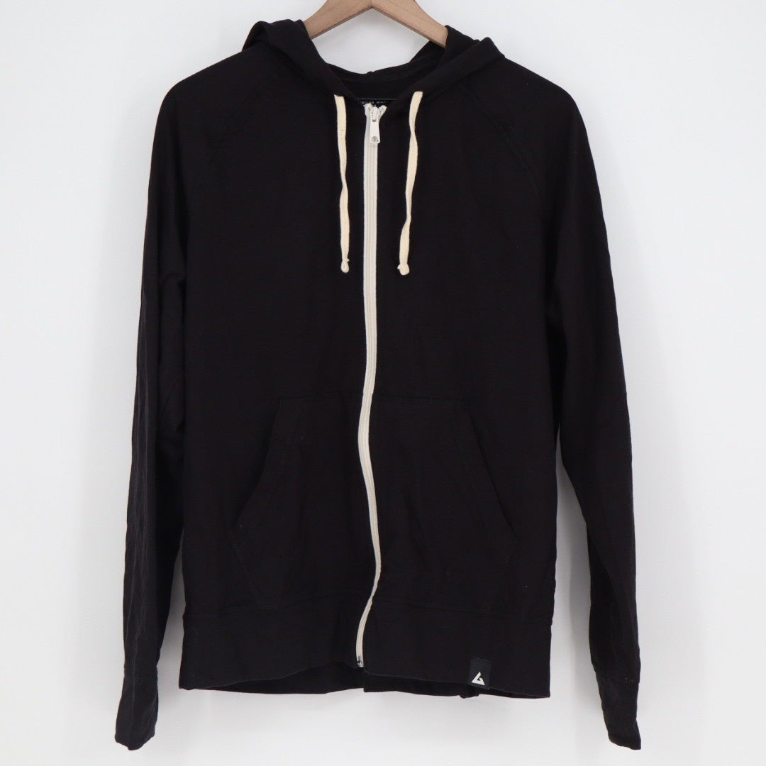 American Giant Black Full Zip Hoodie Made in USA Raglan Sleeve Size L