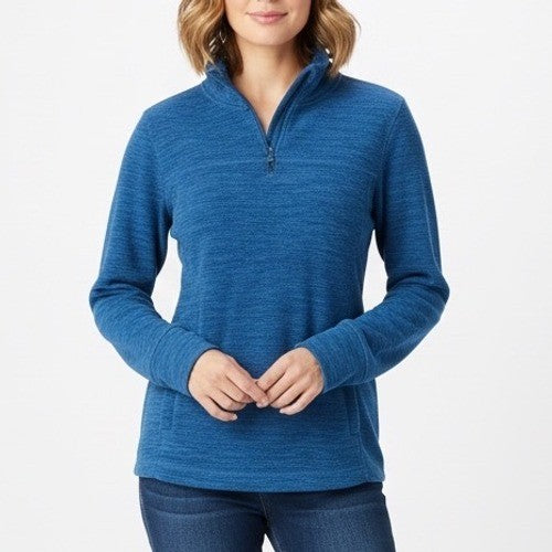 Tek Gear Blue Heathered Fleece Quarter Zip Pullover Sweatshirt Size L