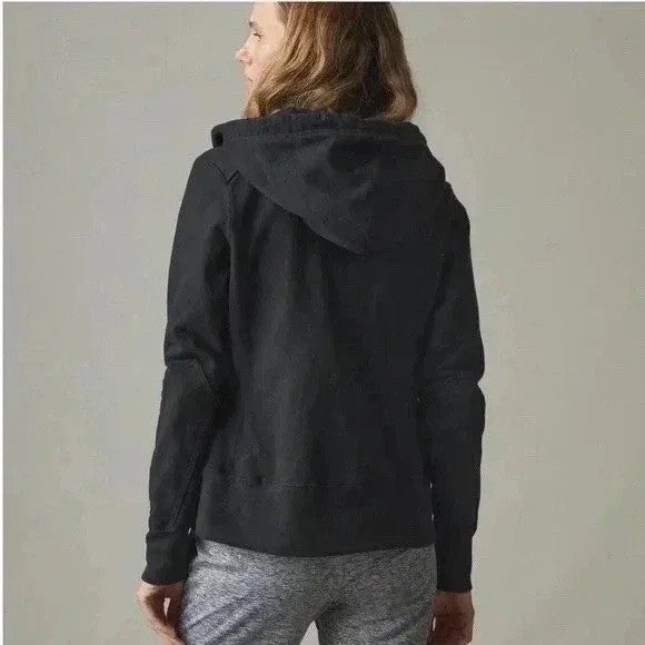 American Giant Women's Full Zip Hoodie Black Cotton Made in USA Size M