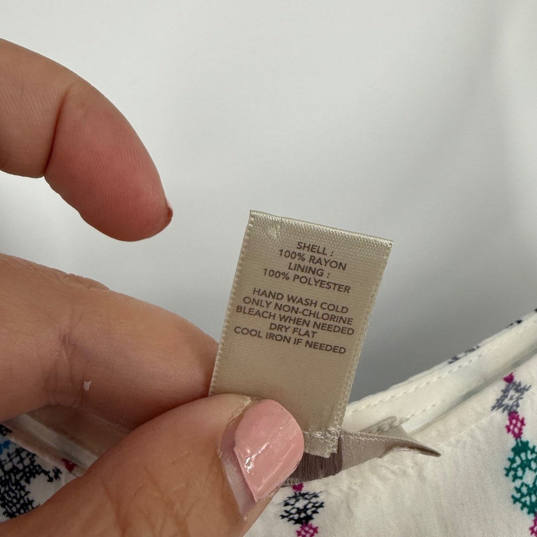 LOFT Cream Embroidered Empire Waist Spaghetti Strap Dress XL