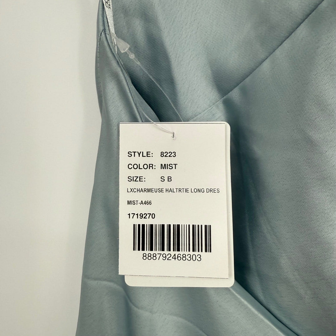 Social Scarf The High-Neck Halter Maxi Slip Dress In Mist Size S