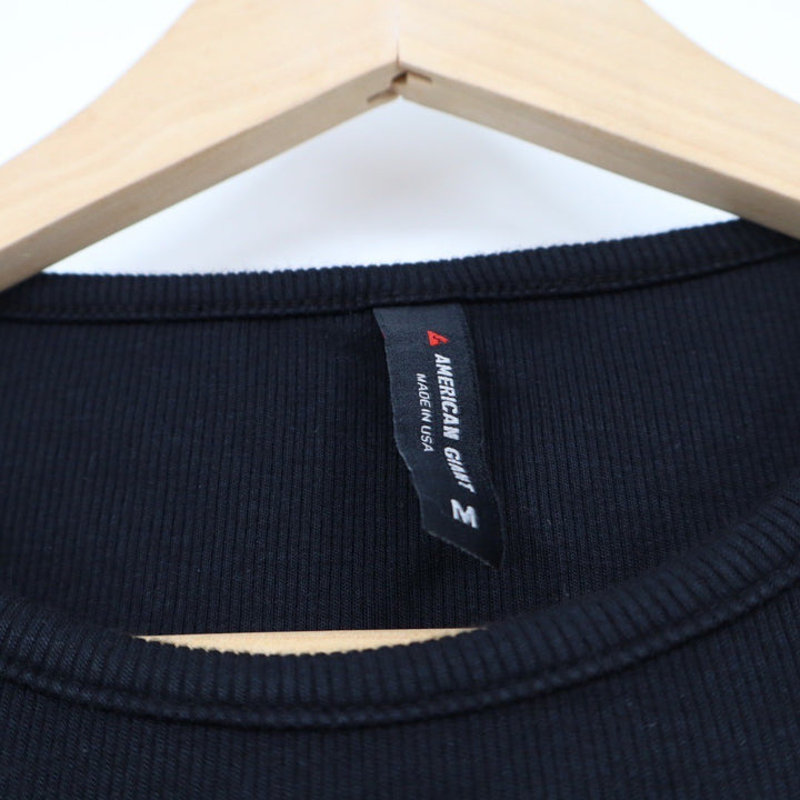 American Giant Black Ribbed Tank Top Women Size M Made in USA
