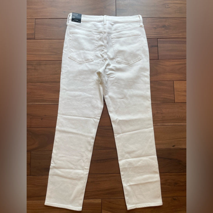 J.Crew Tall Essential Straight White Jean in All-Day Stretch Size 30T
