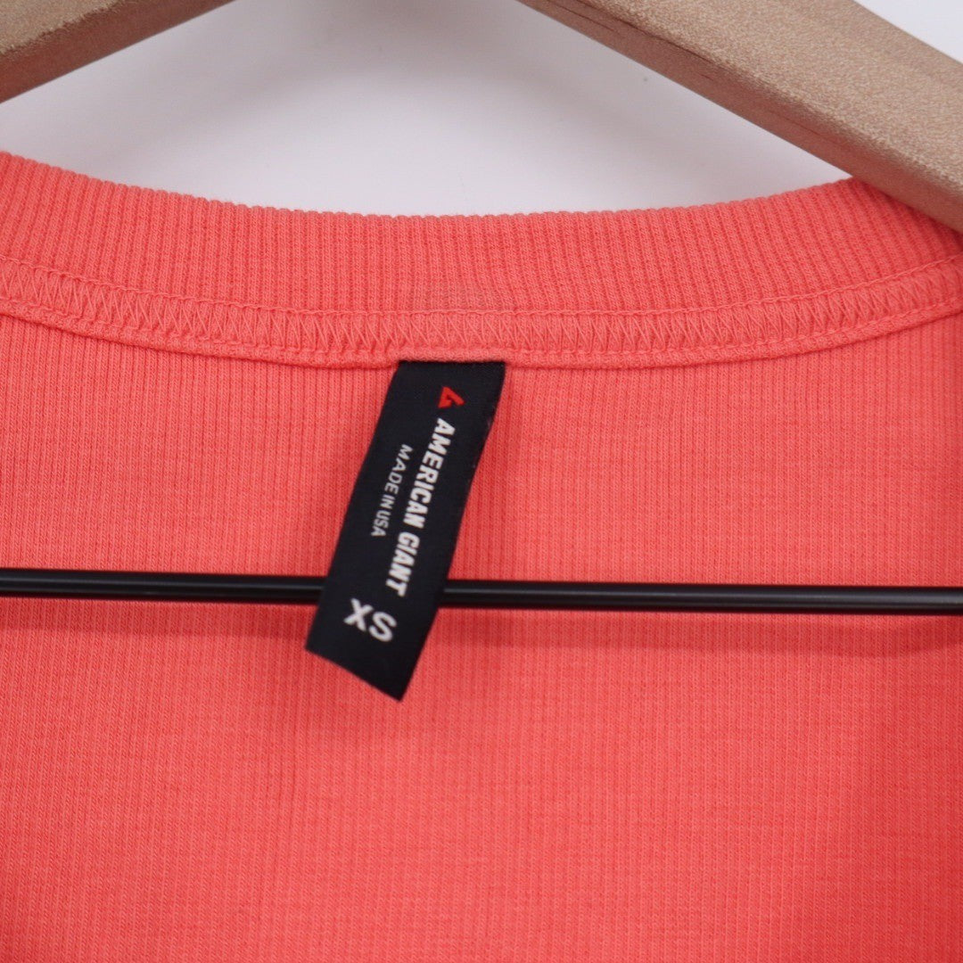 American Giant Ribbed Tank Top Coral Orange Racerback XS Made in USA