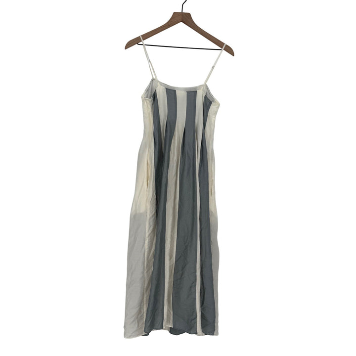 Madewell Pleated Midi Dress Linen Blend Overcast Size 0