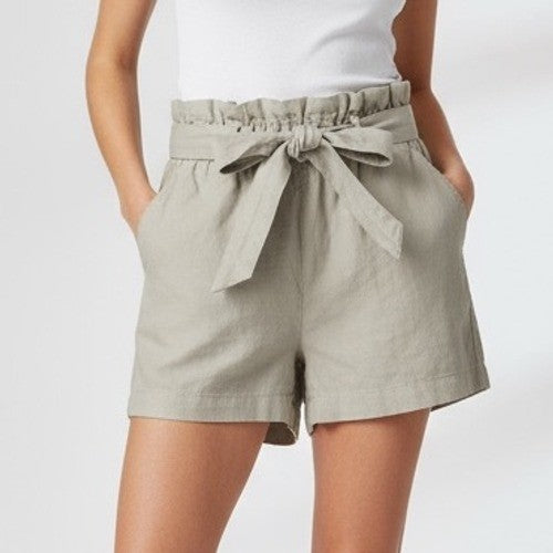 Nicole Miller New York Womens Beige Paper Bag Waist Belted Shorts M Medium