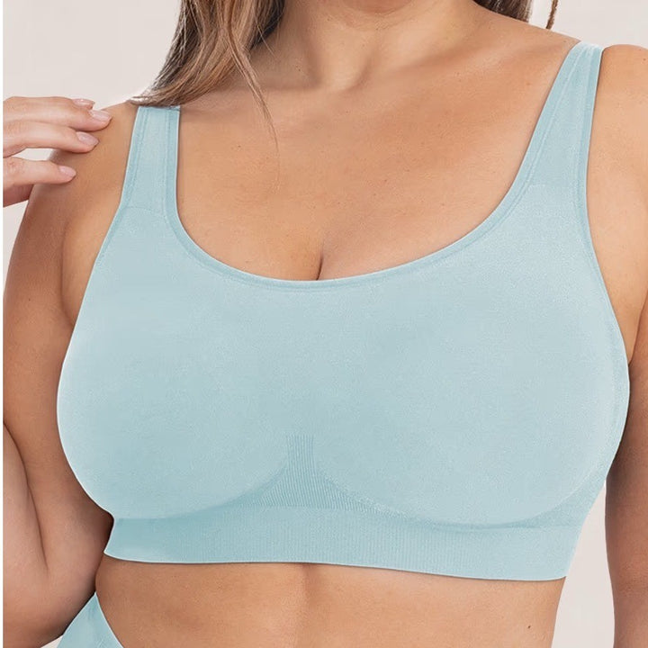 Shapermint Essentials Everyday Comfort Straps Wireless Shaping Bra Light Blue L