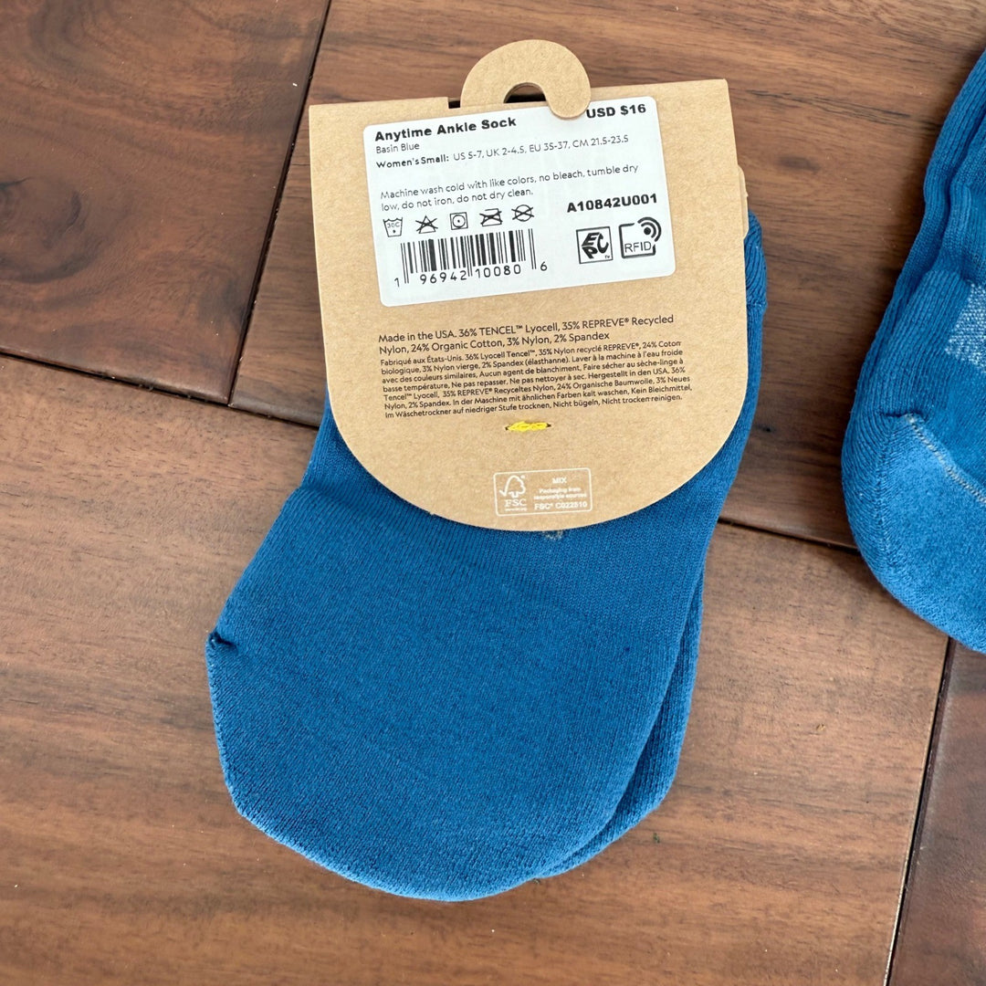 Allbirds Anytime Ankle Socks Blue Women's Small US 5-7