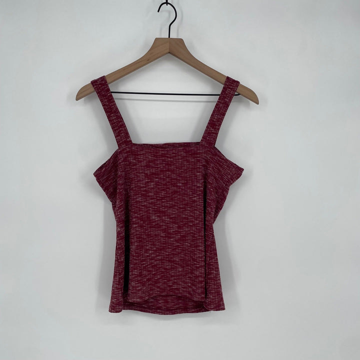 Bobeau Ribbed Square Neck Tank Top Red Marl XS