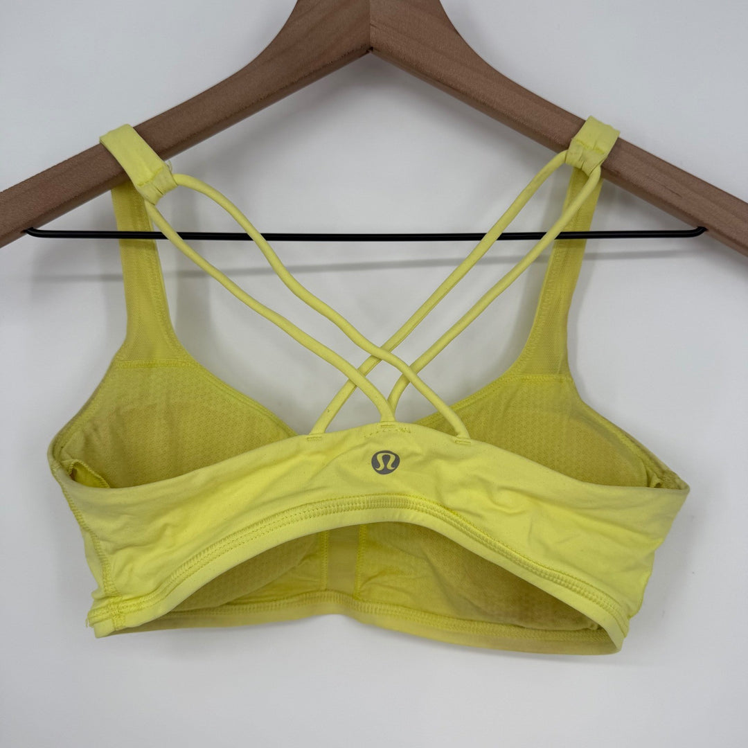 Lululemon Energy Bra Neon Yellow Crisscross Straps Athletic Top Size 4