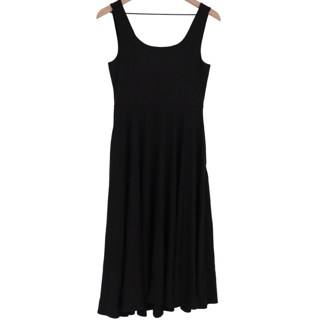 American Giant Black Sleeveless Ribbed Tank Midi Dress Size Medium Made in USA