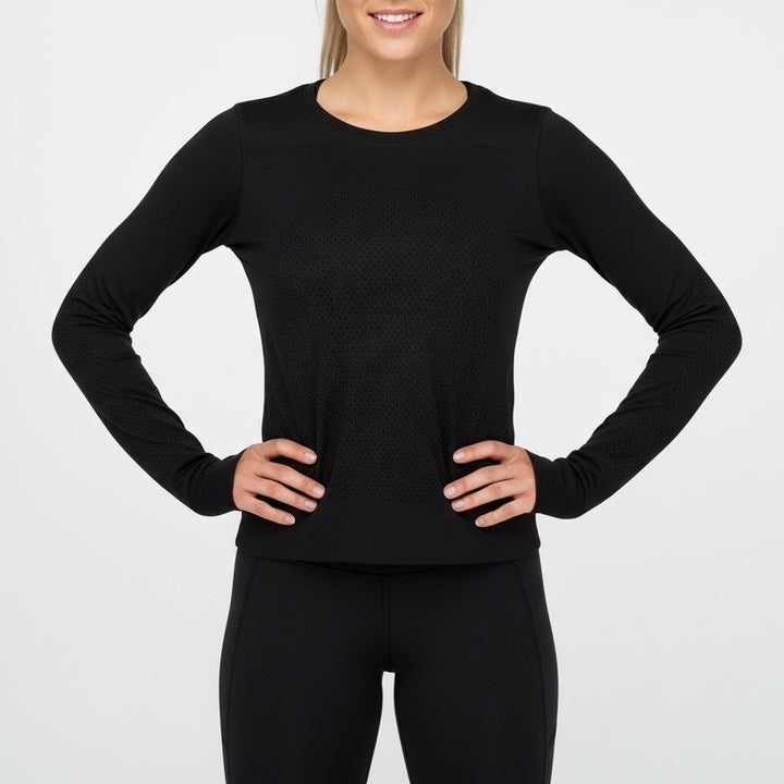 Lululemon Athletica Long Sleeve Athletic Top Black Perforated Mesh Size 4