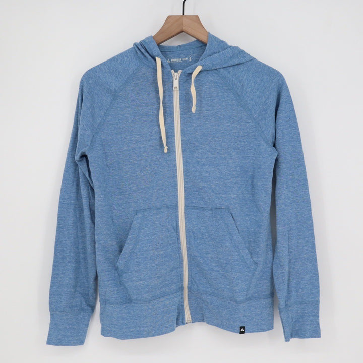 American Giant Womens Blue Heather Zip Up Hoodie Sweatshirt Size S Made in USA