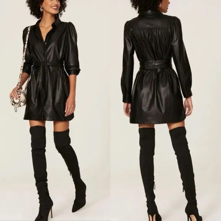 Peter Som x RTR Faux Leather Shirtdress Size 4
