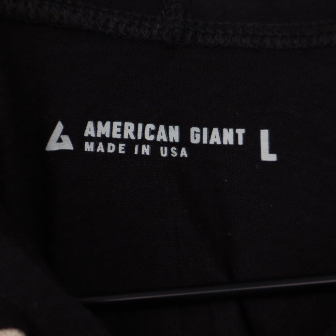 American Giant Black Full Zip Hoodie Made in USA Raglan Sleeve Size L