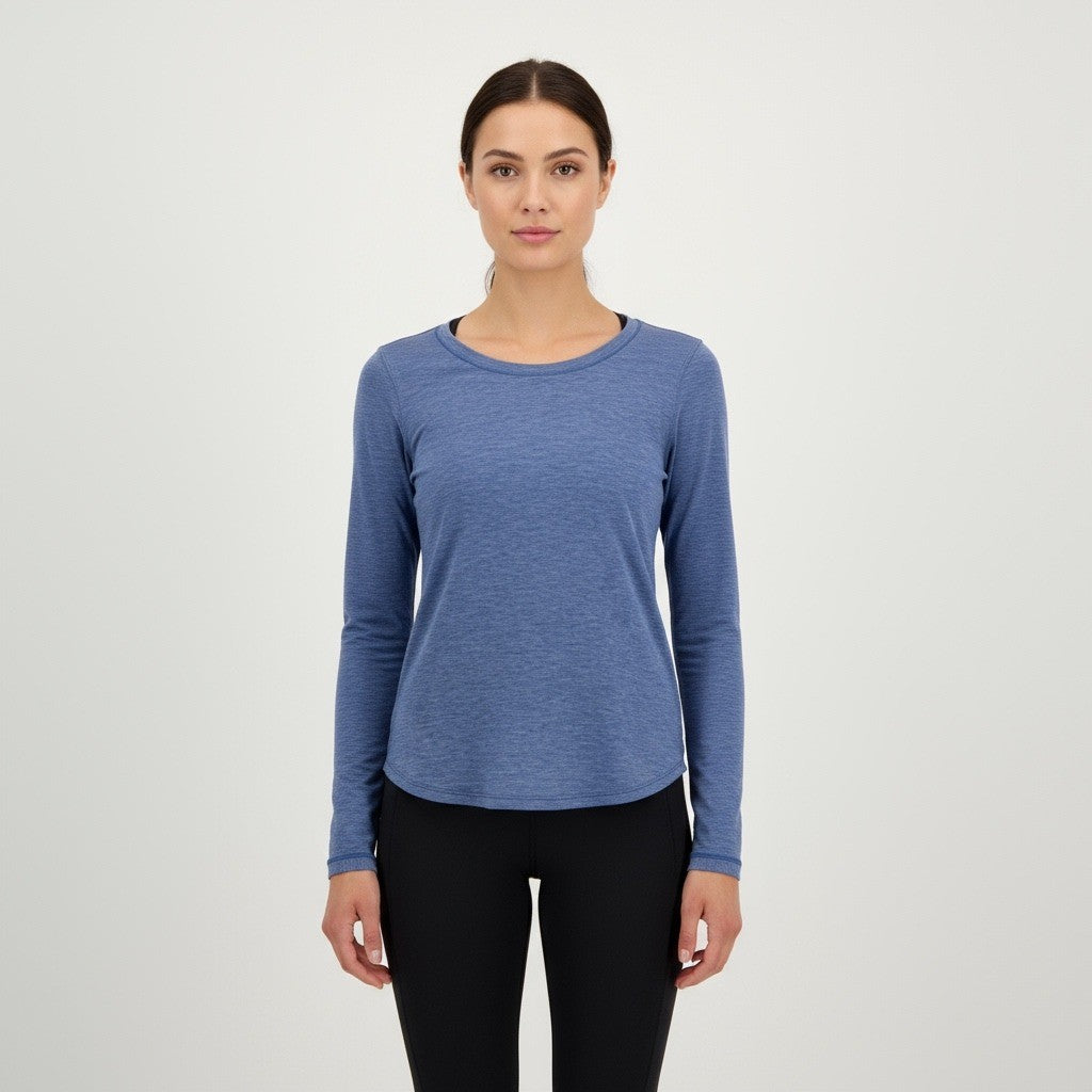Lululemon Blue Heathered Long Sleeve Top Open Back Athletic Yoga Size 4