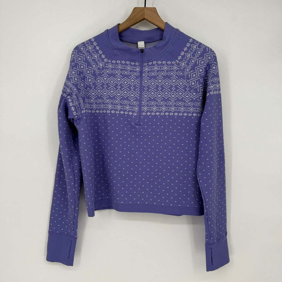 DSG Womens XXL Purple Fair Isle Quarter Zip Pullover Sweatshirt