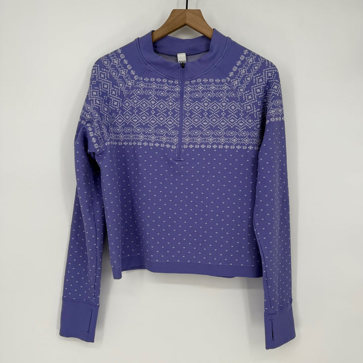 DSG Womens XXL Purple Fair Isle Quarter Zip Pullover Sweatshirt
