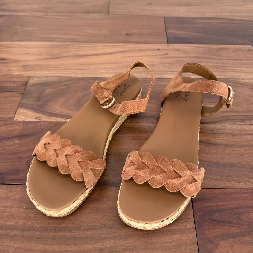 Naturalizer Sandals Womens Size 11 N Tea Brown Leather Neila Ankle Strap Braided