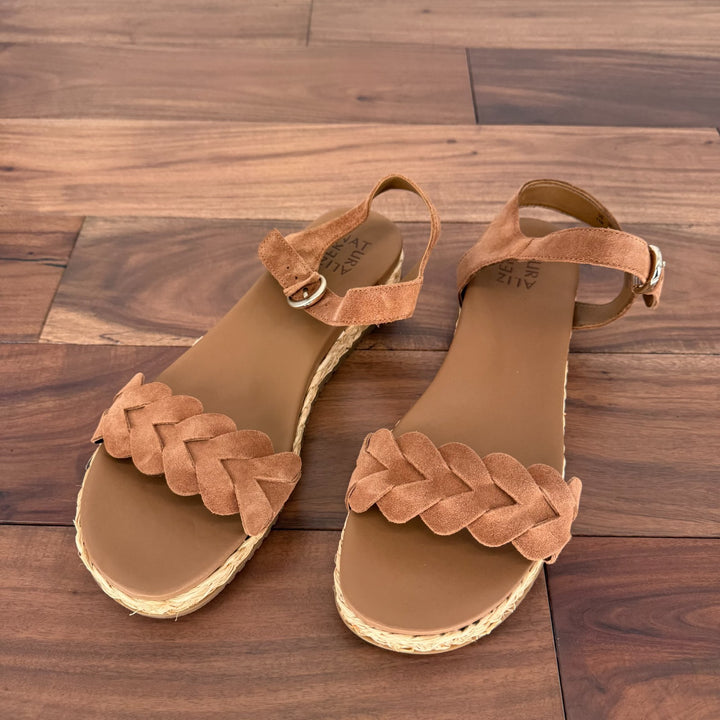 Naturalizer Sandals Womens Size 11 N Tea Brown Leather Neila Ankle Strap Braided