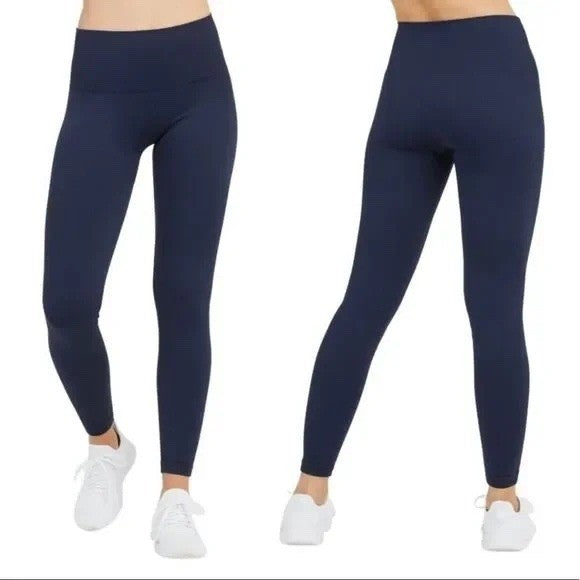 Spanx High Waist Tummy Control Seamless Shaping Leggings Blue 2X