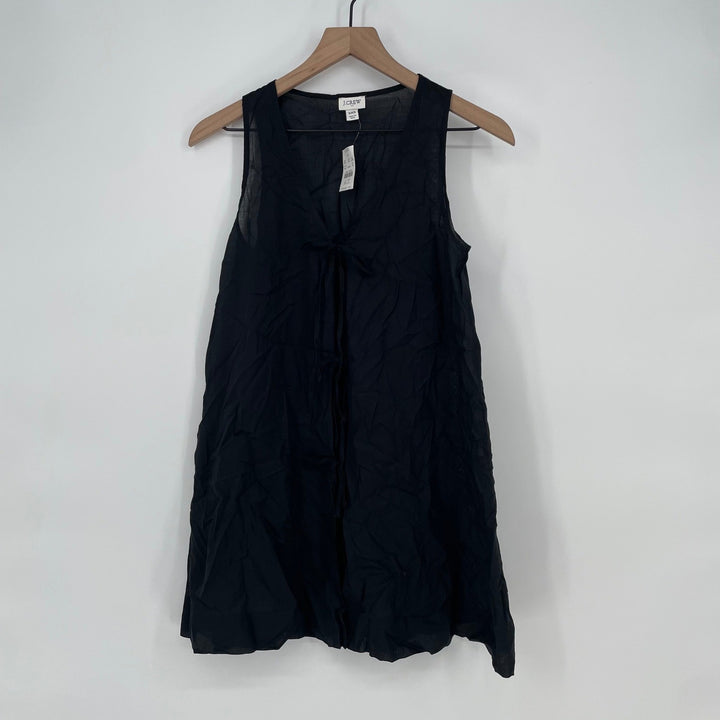 J Crew Black V Neck Tie Front Sleeveless Mini Dress XXS Made In India