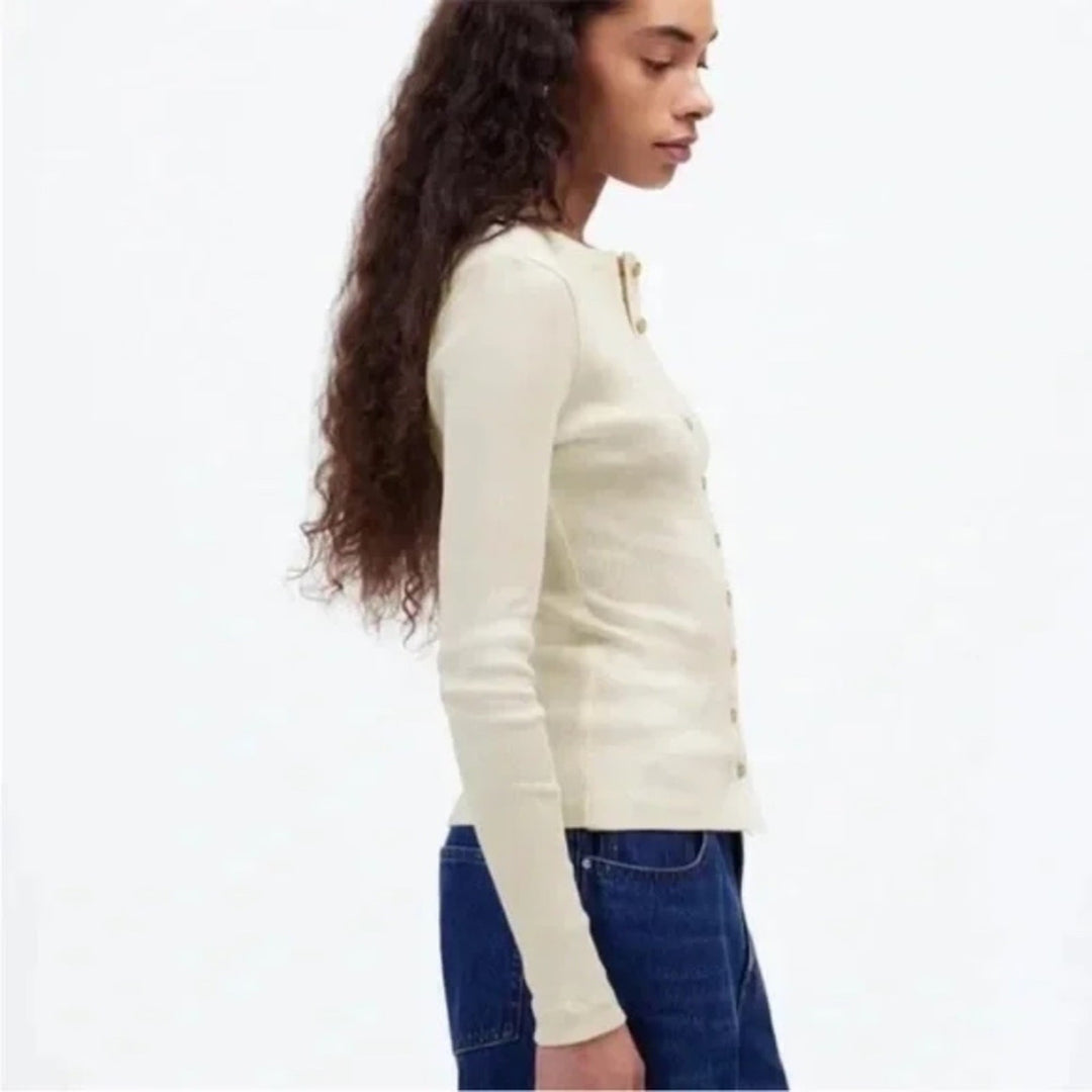 Madewell Germent-Dyed Ribbed Cardigan Tee Iced Mint Size XL