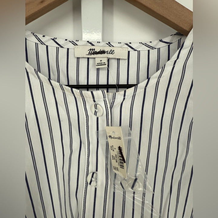 Madewell Puff-Sleeve Button-Up Top in Stripe Size 0