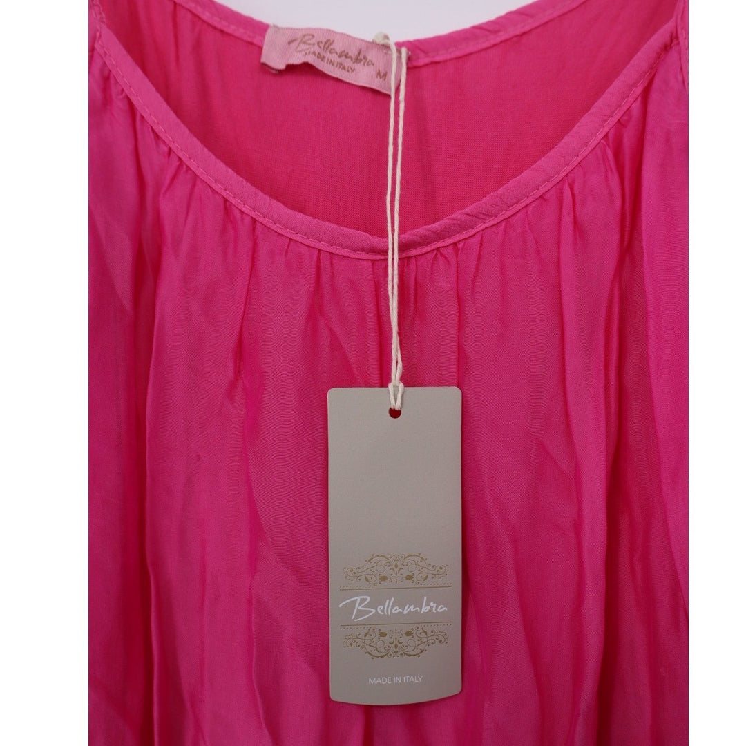 Bellambra Made in Italy Fuchsia Silk Blend Tiered Maxi Dress Size M