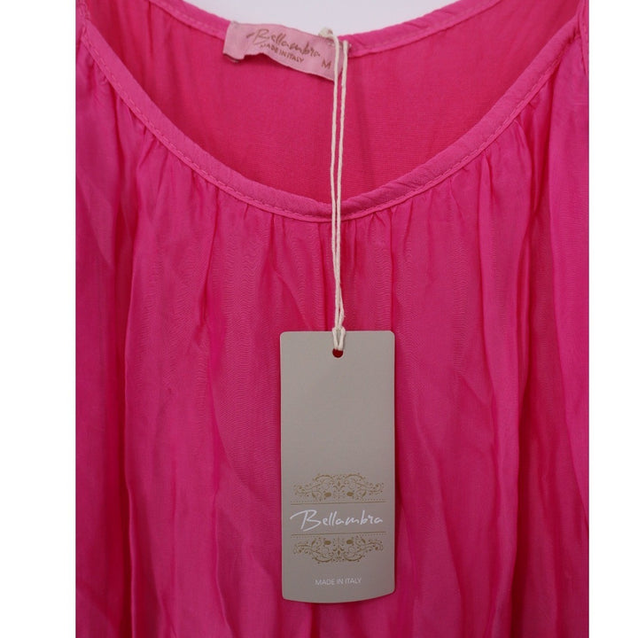 Bellambra Made in Italy Fuchsia Silk Blend Tiered Maxi Dress Size M