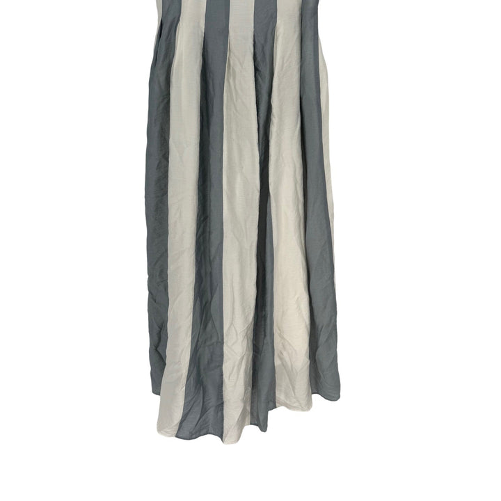 Madewell Pleated Midi Dress Linen Blend Overcast Size 0