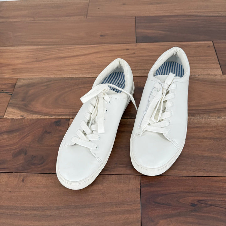 J. Crew White Leather Lace Up Low Top Sneakers Women's Size 8.5 Casual Shoes