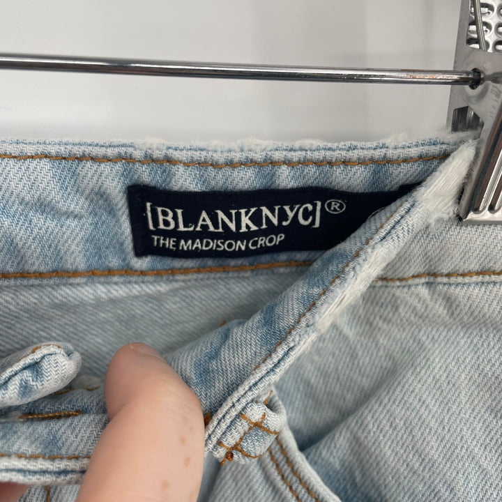 BLANKNYC Madison Crop High Rise Distressed Bandana Patch Jeans Size 25