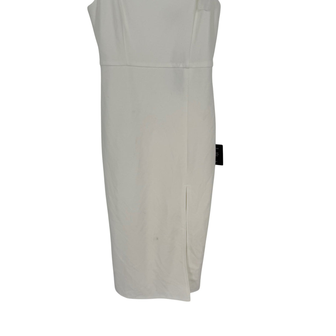 Lulus Romantic Celebration White Tie-Strap Bodycon Midi Dress Size S