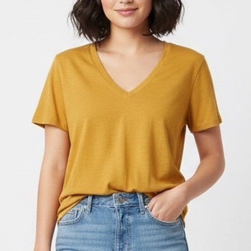 American Giant V-Neck Tee Short Sleeve Women's Size S Made In USA