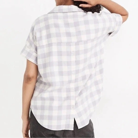 Madewell Flannel Courier Button-Back Shirt in Gingham Check Size XXS