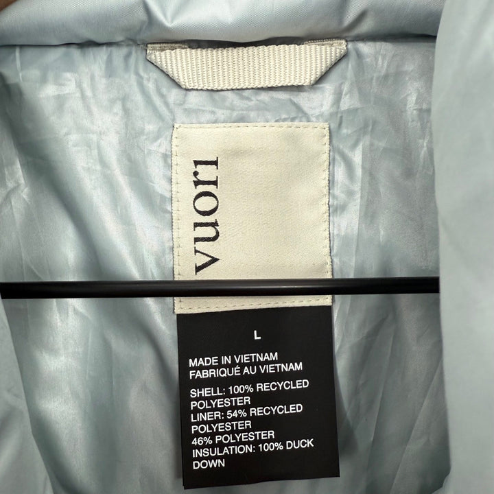 Vuori Women's Hillside Down Vest Puffer Gray Size L Full Zip Insulated