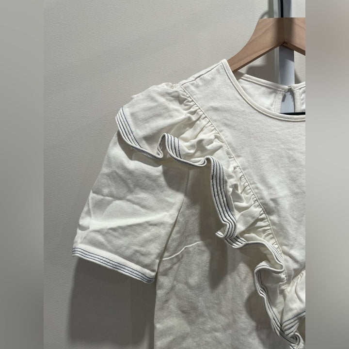 Saylor Harriette Denim Ruffle Sailor Top Size M