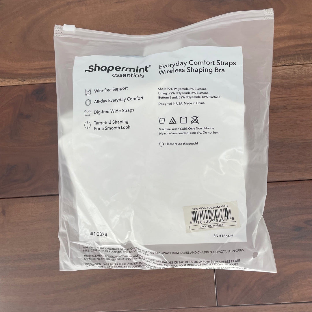 Shapermint Everyday Comfort Straps Wireless Shaping Bra White Size M