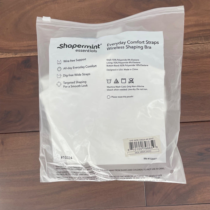 Shapermint Everyday Comfort Straps Wireless Shaping Bra White Size M