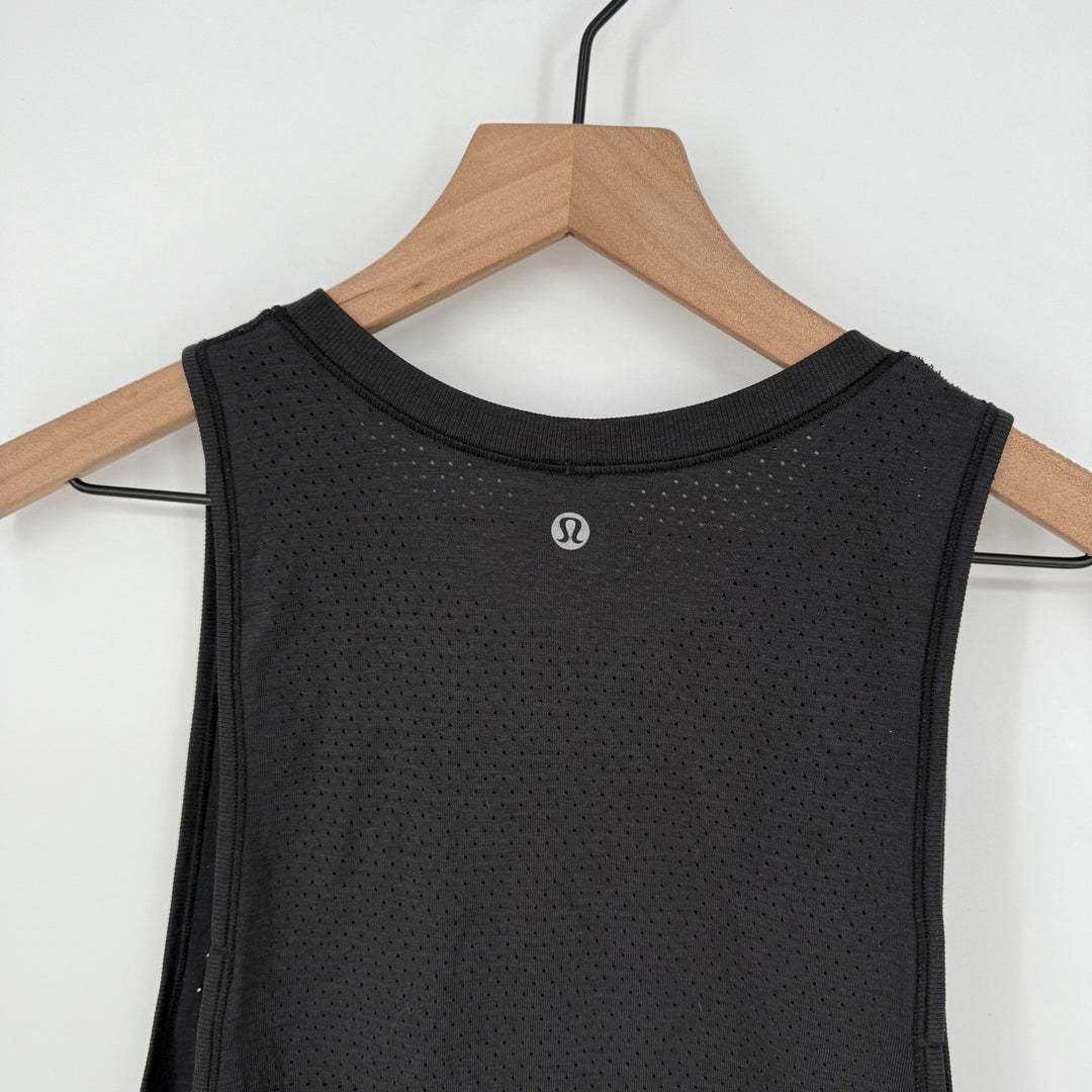Lululemon Athletic Tank Top Black Mesh Athleisure Workout Size 4