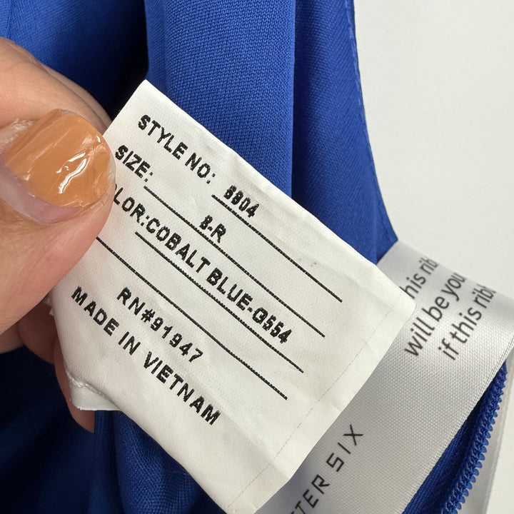 After Six One-Shoulder Cat-Eye Neckline Fit And Flare Satin Maxi Dress Size 8